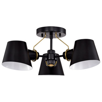 Nuvo Lighting - 60-7384 - Three Light Semi Flush Mount - Baxter - Black / Burnished Brass
