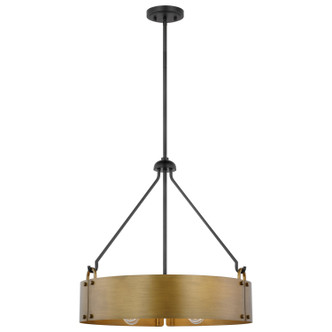 Nuvo Lighting - 60-7693 - Four Light Pendant - Halter - Matte Black / Natural Brass