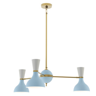 Robert Abbey - BB03LY - Three Light Chandelier - Clare - Modern Brass w/Baby Blue/Lily Painted Shades