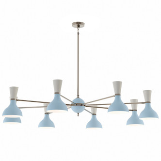 Robert Abbey - BB09LY - Eight Light Chandelier - Clare - Polished Nickel w/Baby Blue/Lily Painted Shades