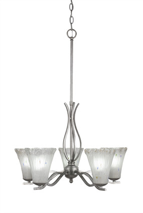 Toltec Lighting - 245-AS-721 - Five Light Chandelier - Revo - Aged Silver