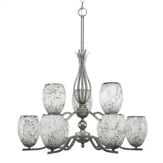Toltec Lighting - 249-AS-4165 - Nine Light Chandelier - Revo - Aged Silver