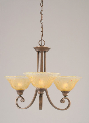 Toltec Lighting - 253-BRZ-730 - Three Light Chandelier - Curl - Bronze