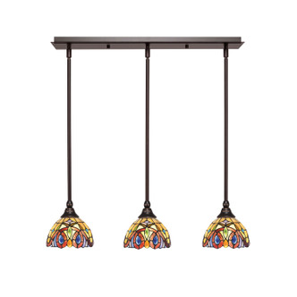 Toltec Lighting - 25-DG-9445 - Three Light Linear Pendalier - Stem - Dark Granite