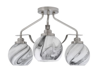 Toltec Lighting - 2607-BN-4109 - Three Light Semi-Flush Mount - Odyssey - Brushed Nickel