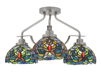 Toltec Lighting - 2607-BN-9905 - Three Light Semi-Flush Mount - Odyssey - Brushed Nickel