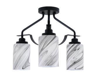 Toltec Lighting - 2607-MB-3009 - Three Light Semi-Flush Mount - Odyssey - Matte Black
