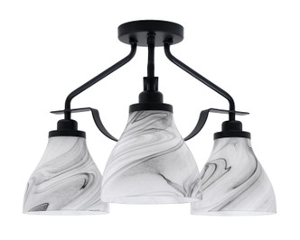 Toltec Lighting - 2607-MB-4769 - Three Light Semi-Flush Mount - Odyssey - Matte Black