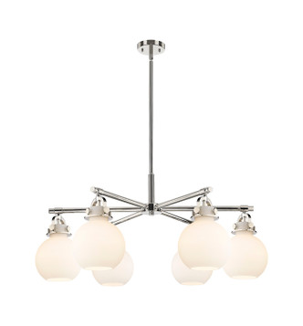 Innovations - 410-6CR-PN-G410-7WH - Six Light Chandelier - Downtown Urban - Polished Nickel