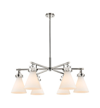Innovations - 411-6CR-PN-G410-7WH - Six Light Chandelier - Downtown Urban - Polished Nickel