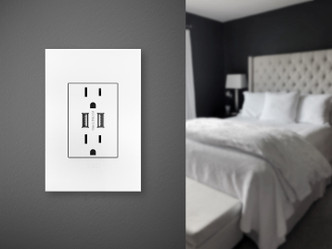 adorne Dual-USB Outlet with Wall Plate (ARTRUSB153W4WP)