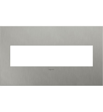 Legrand - AWC4GBS4 - Four-Gang Screwless Wall Plate - adorne - Brushed Stainless Steel