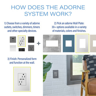 adorne Four-Gang Screwless Wall Plate with Microban (AWP4GMY)
