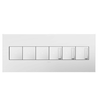 adorne Six-Gang Screwless Wall Plate with Microban (AWP6GWH1)