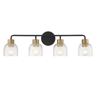 Lighting One E - V6-L8-5900-4-143 - Four Light Bathroom Vanity - Flagler - Matte Black w/ Warm Brass
