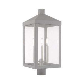 Livex Lighting - 20586-80 - Three Light Post-Top Lanterm - Nyack - Nordic Gray w/ Brushed Nickels