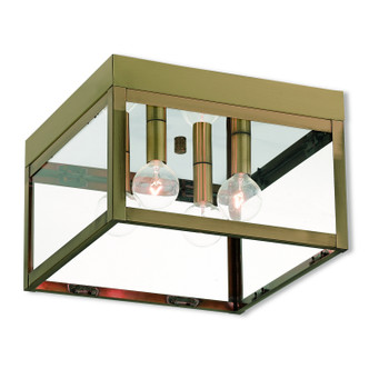 Livex Lighting - 20589-01 - Four Light Outdoor Ceiling Mount - Nyack - Antique Brass w/ Polished Chrome Stainless Steel