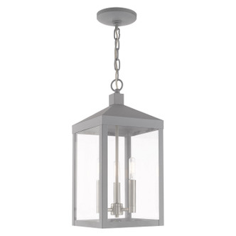 Livex Lighting - 20593-80 - Three Light Outdoor Pendant - Nyack - Nordic Gray w/ Brushed Nickels