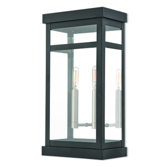 Livex Lighting - 20704-04 - Two Light Outdoor Wall Lantern - Hopewell - Black w/ Brushed Nickel Cluster and Polished Chrome Stainless Steel