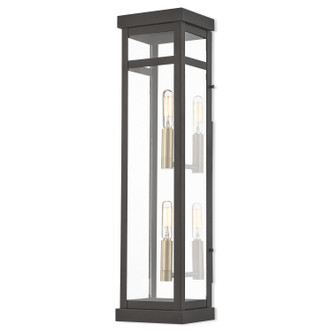 Livex Lighting - 20706-07 - Two Light Outdoor Wall Lantern - Hopewell - Bronze w/ Antique Brass Cluster and Polished Chrome Stainless Steel