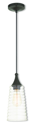 Livex Lighting - 40637-92 - One Light Mini Pendant - Hand Blown Art Glass Mini Pendants - English Bronze