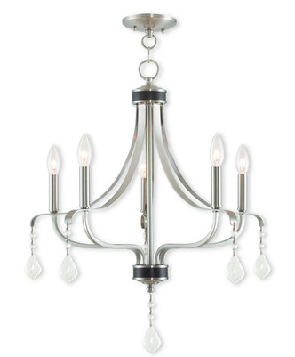 Livex Lighting - 40785-91 - Five Light Chandelier - Laurel - Brushed Nickel w/ English Bronzes