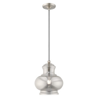 Livex Lighting - 41243-91 - One Light Mini Pendant - Hand Blown Art Glass Mini Pendants - Brushed Nickel
