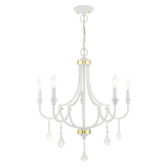 Livex Lighting - 41275-03 - Five Light Chandelier - Glendale - White w/ Polished Brasss