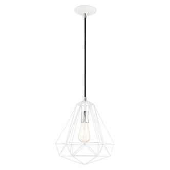 Livex Lighting - 41324-69 - One Light Pendant - Knox - Shiny White w/ Polished Chromes
