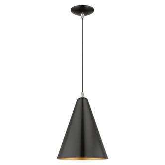 Livex Lighting - 41492-68 - One Light Pendant - Dulce - Shiny Black with Polished Chrome