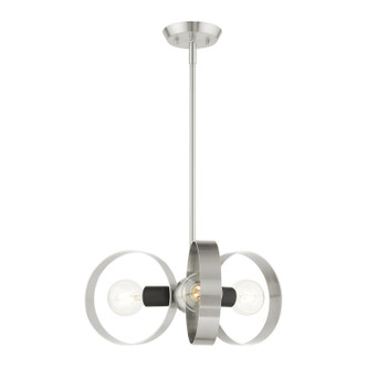 Livex Lighting - 46423-91 - Three Light Chandelier - Modesto - Brushed Nickel w/ Blacks