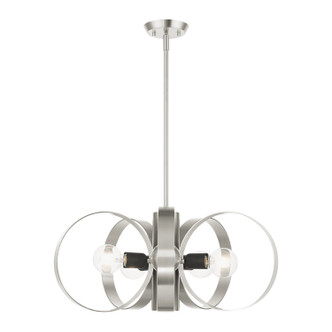 Livex Lighting - 46425-91 - Six Light Chandelier - Modesto - Brushed Nickel w/ Blacks