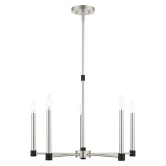 Livex Lighting - 46885-91 - Five Light Chandelier - Karlstad - Brushed Nickel w/ Blacks