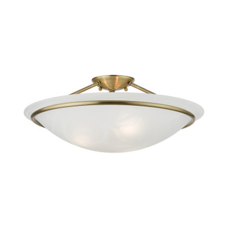 Livex Lighting - 4825-01 - Three Light Semi-Flush Mount - Newburgh - Antique Brass