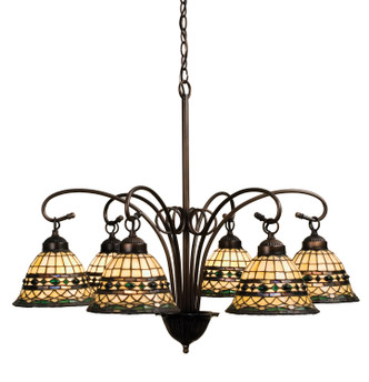 Meyda Tiffany - 18528 - Six Light Chandelier - Tiffany Roman - Natural WoodBrushed Nickel