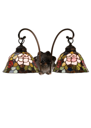 Meyda Tiffany - 18709 - Two Light Wall Sconce - Tiffany Rosebush - Mahogany Bronze