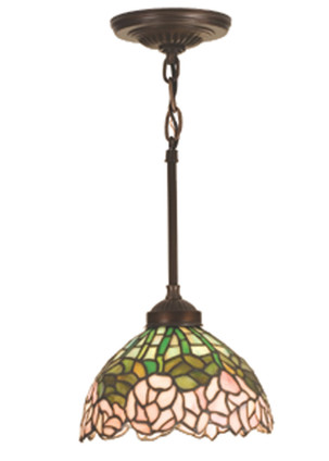 Meyda Tiffany - 18710 - One Light Mini Pendant - Tiffany Cabbage Rose - Mahogany Bronze