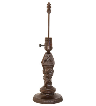 Meyda Tiffany - 18779 - One Light Lantern Base - Cherubs with Lantern - Mahogany Bronze