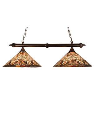 Meyda Tiffany - 18858 - Two Light Island Pendant - Nuevo Mission - Mahogany Bronze