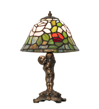 Meyda Tiffany - 194349 - One Light Accent Lamp - Tiffany Rosebush - Antique Brass