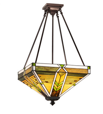 Meyda Tiffany - 220187 - Four Light Semi-Flushmount - Abilene - Mahogany Bronze