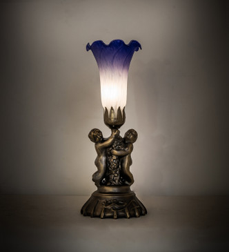 Blue/White Pond Lily One Light Mini Lamp (225850)