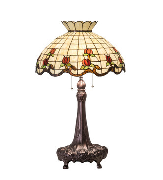 Meyda Tiffany - 230473 - Three Light Table Lamp - Roseborder - Mahogany Bronze Meyda Tiffany - 230473 - Three Light Table Lamp - Roseborder - Mahogany Bronze