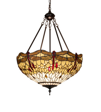 Meyda Tiffany - 231114 - Three Light Pendant - Tiffany Hanginghead Dragonfly - Mahogany Bronze Meyda Tiffany - 231114 - Three Light Pendant - Tiffany Hanginghead Dragonfly - Mahogany Bronze
