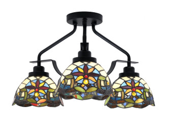 Toltec Lighting - 2607-MB-9365 - Three Light Semi-Flush Mount - Odyssey - Matte Black