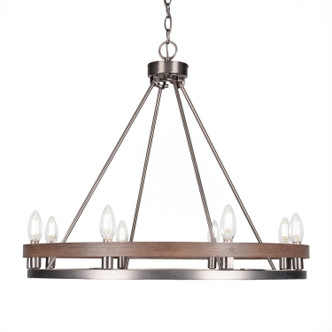 Toltec Lighting - 2708-GPDW - Eight Light Chandelier - Belmont - Graphite & Painted Distressed Wood-look