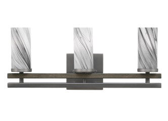 Toltec Lighting - 2713-GPDW-802 - Three Light Bath Bar - Belmont - Graphite & Painted Distressed Wood-look Metal