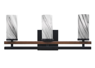 Toltec Lighting - 2713-MBWG-802 - Three Light Bath Bar - Belmont - Matte Black & Painted Wood-look Metal