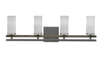 Toltec Lighting - 2714-GPDW-811 - Four Light Bath Bar - Belmont - Graphite & Painted Distressed Wood-look Metal