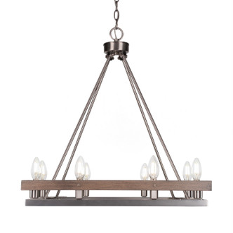 Toltec Lighting - 2738-GPDW - Eight Light Chandelier - Belmont - Graphite & Painted Distressed Wood-look Metal
